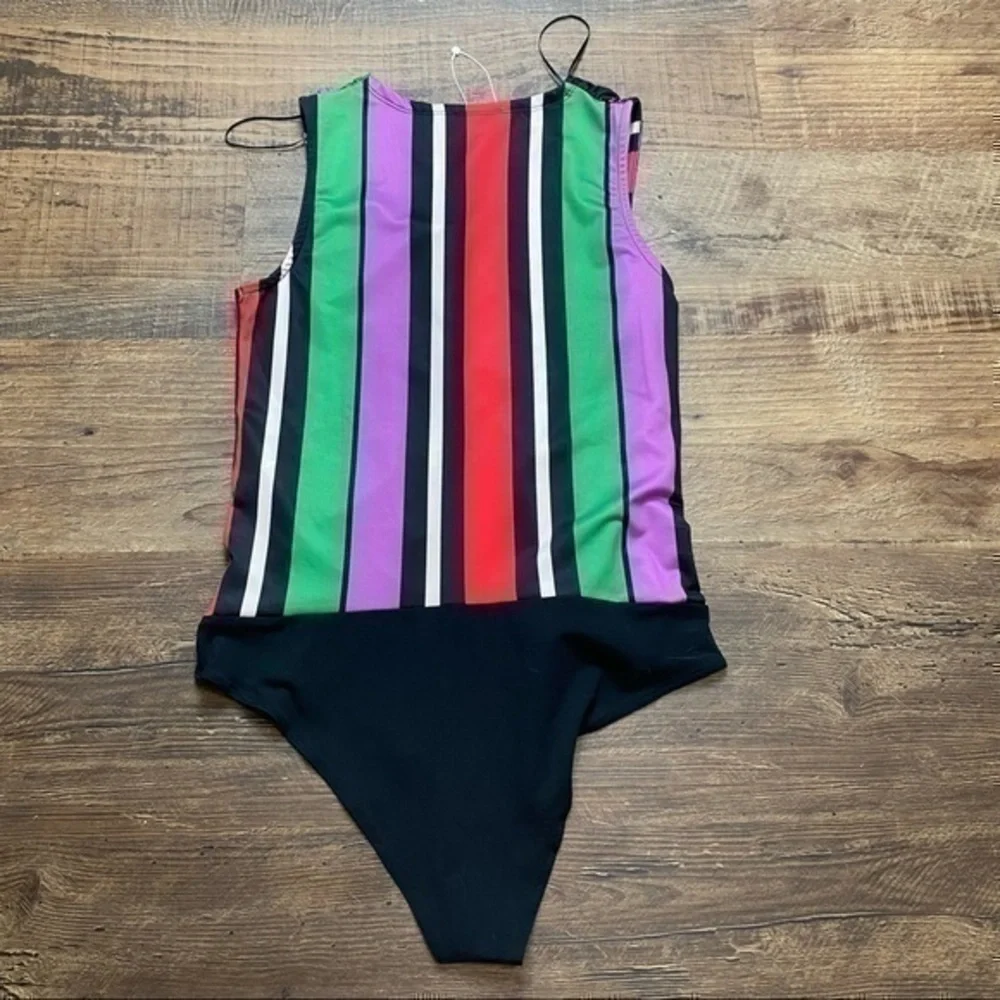 Zara bodysuit with striped & floral print medium womens Zara bodysuit medium